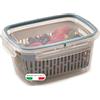 Snips Veggie SnipsLock - Contenitori per Alimenti Rettangolare, Contenitore per Cibi 1,2L, Cestello Rimovibile, 4 Chiusure di Sicurezza e Guarnizione Salva Freschezza 18.4x14x9, Azzurro, Made in Italy