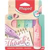 Maped - 4 Evidenziatori FLEX Pastello - Punta smussata e flessibile - Evidenziatori a lunga durata per uso scolastico, lettering, bullet Journal e professionale - 4 colori pastello casuale