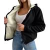 amropi Donna Giacca Foderato Pile Felpa con Cappuccio a Cerniera Invernale Cappotto Caldo Giubbotto Nero,L