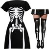 I LOVE FANCY DRESS LTD Abito da donna con scheletro: vestito nero skater con stampa scheletro e calze, costume da donna per Halloween (taglia L)