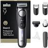 Braun Trimmer Barba Series 9, + 7 Strumenti Barbiere, Modalità PowerBoost, Lama ProBlade, 180 Min Autonomia, Gradiato, 50 Lunghezze, Rotella Di Precisione E Blocco, Impermeabile, BT9520, Cromo