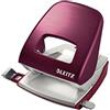 Leitz Pratica Perforatrice da Ufficio, Capacità fino a 30 Fogli, Rosso (Granata), Metallo, Guida di Arresto con Barra di Selezione del Formato, Gamma Style, Box, 50060028