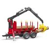 bruder 02252 - Rimorchio retroescavatore con gru di carico, 4 tronchi e pinza per legname - 1:16 rimorchio, silvicoltura, lavori forestali, alberi, camion per legname, gru, caricatore, forestale