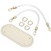 QUARKZMAN Kit per la Realizzazione di Borse all'Uncinetto, Base per Borsa Ovale in Ecopelle 22 x 10 cm con 2 Manici da 30 cm e 4 Fibbie per Realizzare Borse a Tracolla, Beige