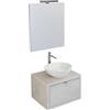 Luminosa Arredobagno Mobile da bagno sospeso grigio cemento con cassetto, specchio e luce domus