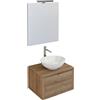 Luminosa Arredobagno Mobile da bagno sospeso rovere con cassetto, specchio e luce domus