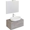 Luminosa Arredobagno Mobile da bagno sospeso grigio scuro 80cm con cassetto, specchio e luce domus