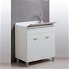 Luminosa Arredobagno Mobile lavanderia bianco opaco 80x50 con lavabo in abs