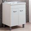 Luminosa Arredobagno Mobile lavanderia bianco opaco 60x60 o 60x50 con lavabo in abs