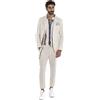 Giosal Abito Uomo in Lino Completo Giacca Pantalone Tinta Unita Elegante Monopetto (46, Beige)