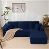 Litbird Divano angolare modulare a forma di L con chaise longue a sinistra - Struttura morbida senza telaio rigido, seduta extra profonda in velluto a coste (Blu navy, Chaise longue destra)