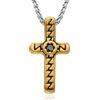 Dada Gioielli - Collana Croce Pietra Centrale Nera Stile Invecchiato Colore Argento e Oro Diamantato, 45+5cm (Oro 18k Brunito)