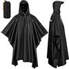 SOPPY Poncho, impermeabile, impermeabile, con cappuccio, da donna, 3 in 1, multifunzione, per campeggio, escursioni, bicicletta, viaggi, moto, Nero , S-XL