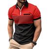 crazy bean Polo a Righe Uomo Manica Corta con Mezza Zip T Shirt Uomo con Collo Slim Fit Polo Maglietta da Lavoro Casual con Falsa Taschino Regalo Uomo