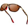 KANASTAL Occhiali da Sole Marroni Leopardati Uomo Donna Sportivi Polarizzati Leopardo Tartarugati Rettangolari Maculati Tartaruga Curvi UV400 Brown Sunglasses Men -Marrone