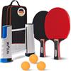DH FitLife Set da Ping Pong per 2 Giocatori, con Rete Mobile, 3 Palline, 2 Racchette, Custodia, Per Ogni Tavolo