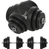 Aosom HOMCOM Set Manubri Palestra 40kg (4x5kg, 4x2.5kg, 4x1.5kg), Pesi Palestra con 12 Dischi da 1.5kg, 2.5kg, 5kg, Փ25mm, per Allenamento a Casa