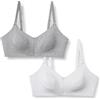 Amazon Essentials Reggiseno da Allattamento Sostenitivo in Jersey di Cotone Donna, Pacco da 2, Bianco/Grigio Puntinato, 4E