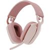 Logitech Zone Vibe 100 Cuffie Wireless Over-Ear Leggere con Microfono con Eliminazione del Rumore, Auricolare Bluetooth Multipoint, Compatibile con Teams, Google Meet, Zoom, Mac/PC - Rosa