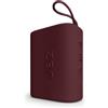 JAZ cassa wireless mini con laccio, speaker portatile, 3 Watt di potenza, compatibile con chiavette USB, schede SD, cavo AUX, microfono integrato, controlli multifunzione, in tessuto, rosso
