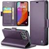 Rerzoiro Cover per iPhone 15 Pro Custodia Portafoglio [Blocco RFID] Premium Pelle PU Wallet Case Flip Libro con Porta Carte Slot Supporto Flip Case per iPhone 15 Pro, Viola