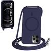 FMPCUON FNPCUON Cover Magnetica Silicone per iPhone 12 Pro Max con Cordino,Compatibile con MagSafe,Custodia con Laccio Collana Tracolla Collo Sottile TPU Antiurto Protettiva Case con Corda.Blu