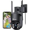 Ctronics 4G LTE Telecamera Esterno con SIM, 2K PTZ IP Telecamere senza WiFi, AI Rilevamento Umano & Tracciamento Automatico, 24/7 Registrazione, Visione Notturna a Colori, PC/Cloud/TF/FTP, IP66