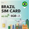 travSIM SIM Brasile | 05GB di dati mobili con velocità 4G/5G | Accesso illimitato a Internet per Google, Facebook, Whatsapp e altro | Il piano della carta SIM Brasile è valido per 15 giorni