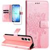 Dcjlbo Cover per Samsung Galaxy A17 4G/5G Custodia Cover in Pelle Portafoglio a Libro con Pellicola Vetro Temperato Porta Carte Cover Flip Case Antiurto Custodia-Oro Rosa