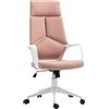 HOMCOM Sedia da Ufficio con Funzione Dondolo, Poltrona Presidenziale in Tessuto Altezza Regolabile e Seduta Girevole, 63x63x117-127 cm, Rosa