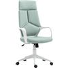 HOMCOM Sedia da Ufficio con Funzione Dondolo, Poltrona Scrivania in Tessuto Altezza Regolabile e Seduta Girevole, 63x63x117-127 cm, Verde