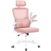 WOLTU Sedia Ufficio Ergonomica, Sedie Ufficio a Rete Traspirante, Con Supporto Lombare Adattativo a Forma Di C, Poggiatesta Regolabile, Braccioli Ribaltabili, per Scrivania, Casa, Rosa