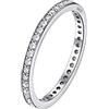 Silvora Anello da Donna S925 a Fascia Lucida in Argento Sterling Zirconia Cubica Intarsiata Scintillanti Blingbling Durevole Larghezza 2 mm Semplice ed Elegante con Confezione Regalo