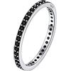 Silvora Anello da Donna S925 a Fascia Lucida in Argento Sterling Zirconia Cubica Intarsiata Scintillanti Blingbling Durevole Larghezza 2 mm Semplice ed Elegante con Confezione Regalo