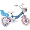 Vélo ATLAS Bicicletta da 12 Frozen Dotata di 1 Freno, Cestino Anteriore, Porta Bambola Posteriore, Parafanghi, Carter E Stabilizzatori, Bici Bambina, Azzurro, 12''