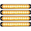 RIGIDON 4 x 12 LED Lampada di Emergenza Strobo Barra Luminosa Ambra 12V 24V | Hazard Lampeggiante Luce, Stroboscopica Luce per Auto, Camion, Trattori, Rimorchi, Elevatori 4x4 Veicolo, Senza interruttore