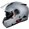NENKI Casco Integrale Casco Modulare Flip-up, Casco Moto Modulare con Doppia Visiera Parasole Omologato ECE 22.06 per Uomo & Donna -868 (Grey-L)