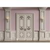 BELECO 2.1x1.5m Tessuto Camera vintage Interni classici Rosa Bianco Sfondo muro Cornice europea Castello Casa Porta francese Elegante soggiorno Sfondo Ritratto Puntelli foto
