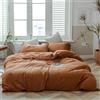 AMWAN Set copripiumino in jersey di cotone lavorato a maglia, tinta unita, colore zucca, lussuoso e morbido, per letto matrimoniale, 3 pezzi, 1 copripiumino e 2 federe