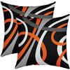 Loussiesd Set di 2 federe per cuscini a righe geometriche, 55 x 55 cm, morbide e moderne decorazioni per cuscini in stile astratto, colore: nero, bianco, arancione, grigio, linea a righe, per divano, sedia