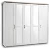 Stella Trading LUCA, Armadio a 5 ante in stile rustico, elegante e versatile armadio con ante a battente, con 3 ante a specchio, in pino bianco/marrone tartufo, 241 x 212 x 62 cm (L x A x P)