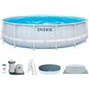 Intex 4.88m x 1.22m Chevron Prism Frame Premium Pool Set, Set-up Size: 4.88m x 1.22m (26746NP)