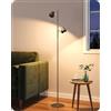 EDISHINE Lampada da Terra Dimmerabile, Piantana Salotto Moderna, 2 Luci Individuale, Stile Vintage, LED3000K, per Soggiorno, Camera da Letto e Ufficio, Nero