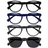 OPULIZE Pop 5 Pacco Occhiali Da Lettura Con Lettore Sole Retrò Giro Nero Blu Verde Grigio Uomo Donna RRRRS2-13677 +1,50
