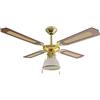 ARDES | AR5A107D Ventilatore Da Soffitto 4 Pale con Luce - in Legno/Paglia di Vienna - 3 Velocità, Comando a Cordicella e Diametro 107cm
