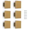Poliplast - Set da 6 Pomelli, Design a quadrato, per Cucina, Armadio e Cassetti, per Bambini, Verniciato a mano, Colore Oro satinato, Art. 22q