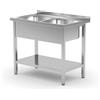 Hendi Doppio Lavello Con Scaffale - 700 Mm 1000x700x(h)850mm 812969