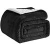 Good Nite Coperta per divano, 150 x 200 cm, soffice coperta in pile Sherpa, per divani, copriletto, coperta da viaggio, morbida, lavabile in lavatrice (matrimoniale, nero)