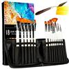 Crafts 4 All Pennelli per Pittura Acrilica - Confezione da 18 Pennelli Professionali, a Punta Larga e Fine, In Nylon per Artisti - Set di Pennelli per Acquerello, Tela, Artigianato, Pittura ad Olio