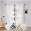 WOLTU Tenda Scorrevole con Nastro a Balze, Effetto Lino, Tenda per Finestra Moderna in Lino Semitrasparente in Voile, per Soggiorno Camera da Letto, 135 x 175 cm, Bianco